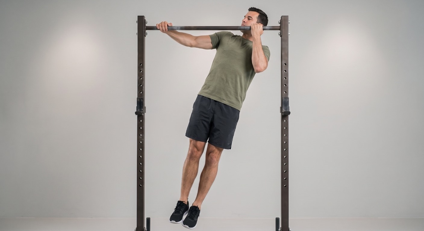 Atlet melakukan archer pull-up ke arah satu tangan