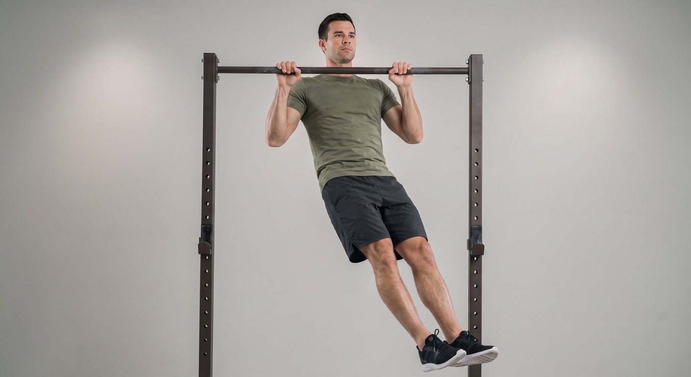 Atlet melakukan chest-to-bar pull-up ketat