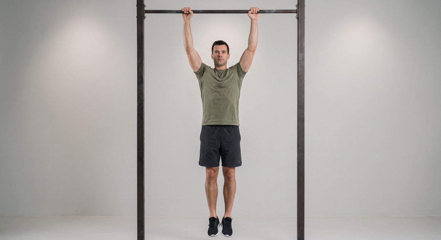 Atlet melakukan scapular pull-up dengan siku lurus